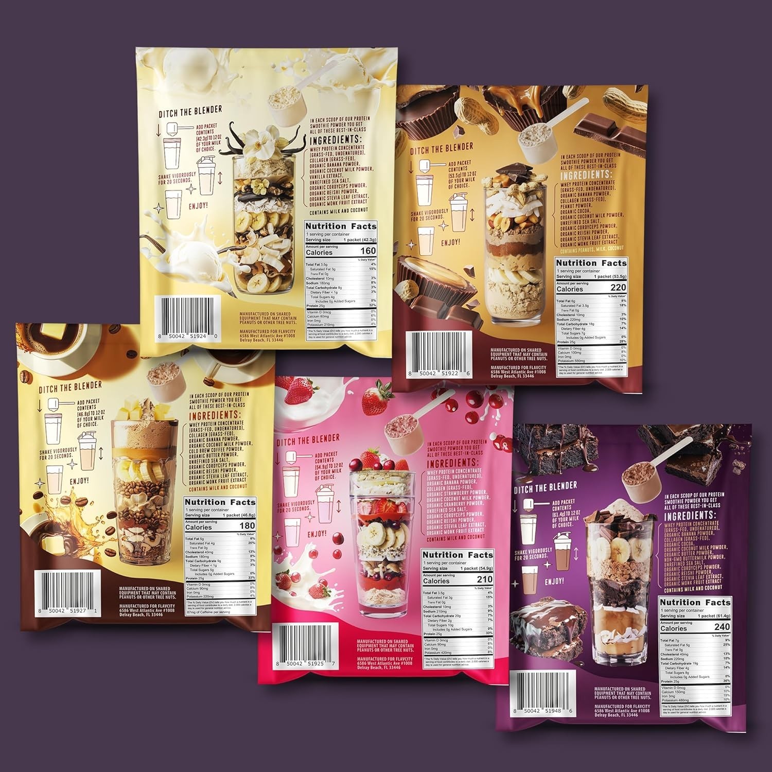 FlavCity Grass Fed Whey Protein Powder – Variety Pack – 25g Protein & 10g Collag