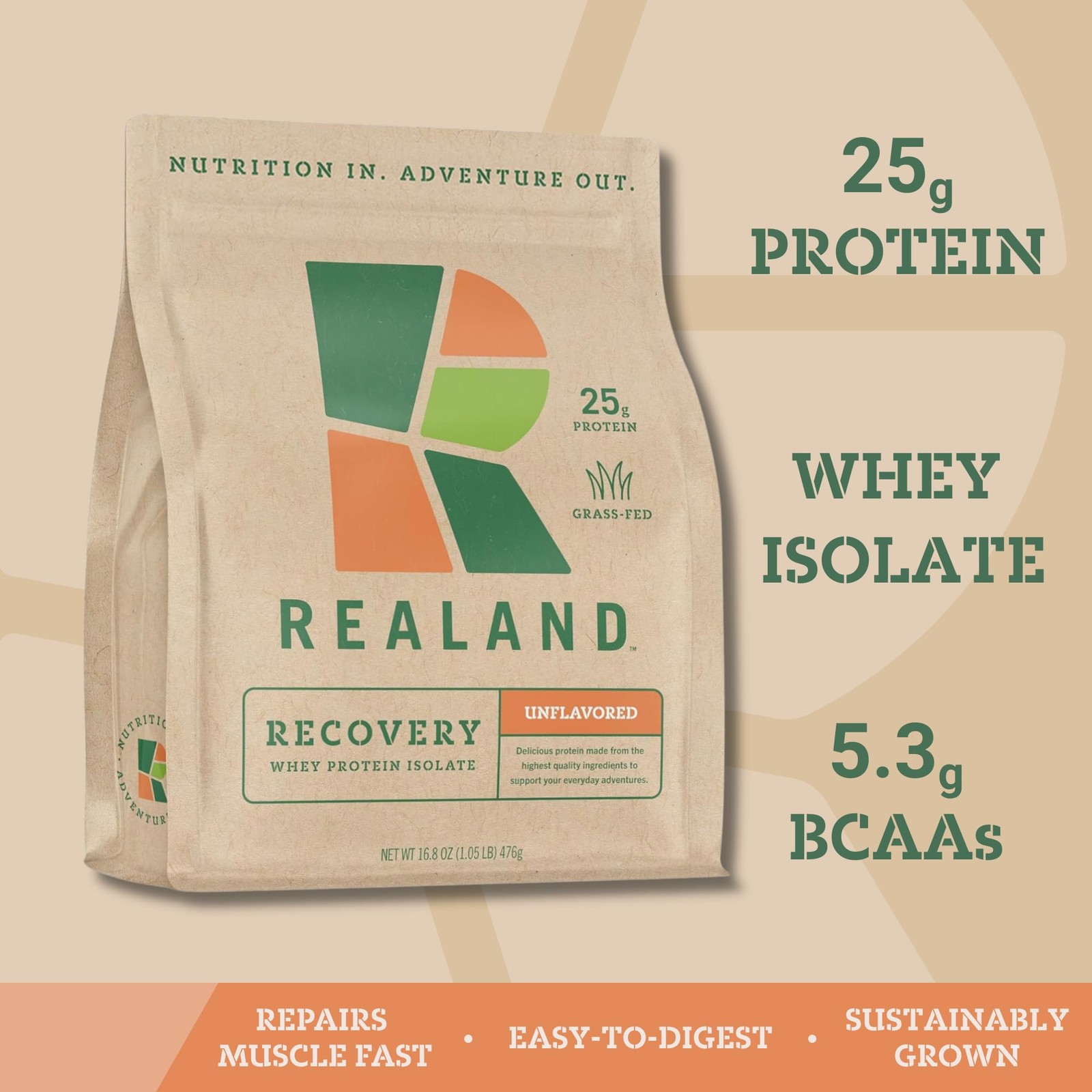 Realand Whey Protein Isolate GrassFed Protein Powder for Recovery 22g of Pr…