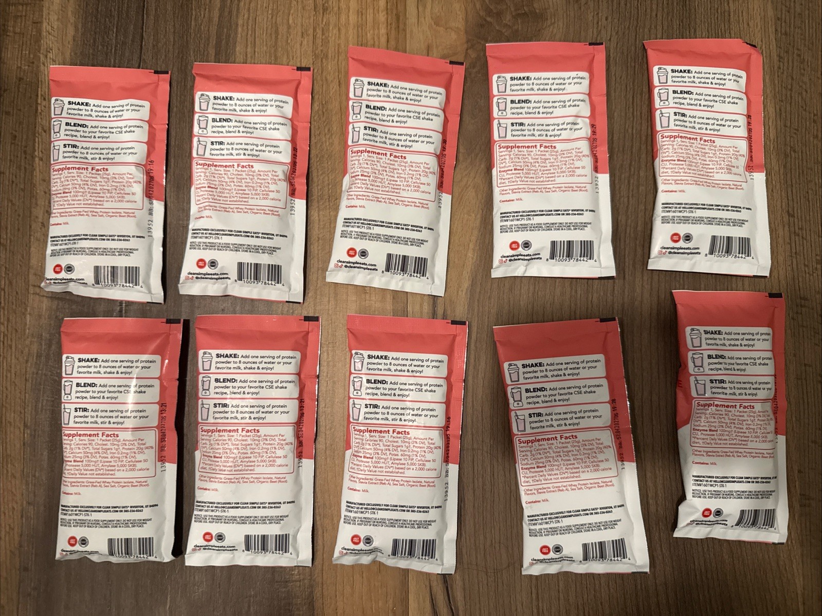 Lot Of 10 Clean Simple Eats White Chocolate Peppermint Protein Powder Packs