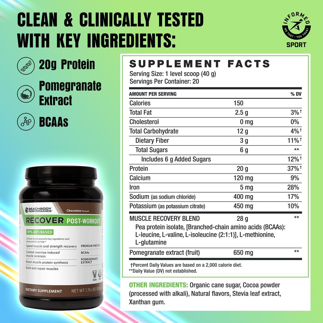 BODi Recover Plant-Based Protein Powder Blend– Post-Workout Chocolate Plant-B…