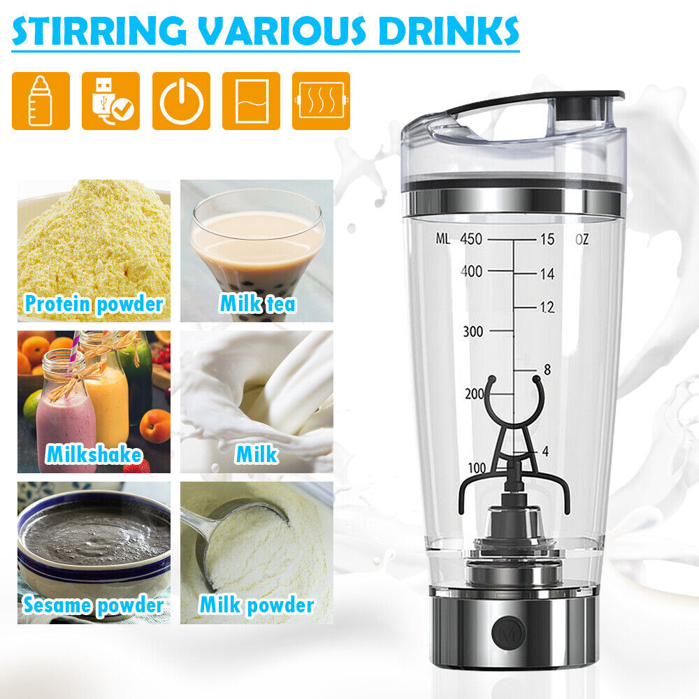 Electric Protein Shaker Bottle Rechargeable Mixer Cup Portable Drinking Blender