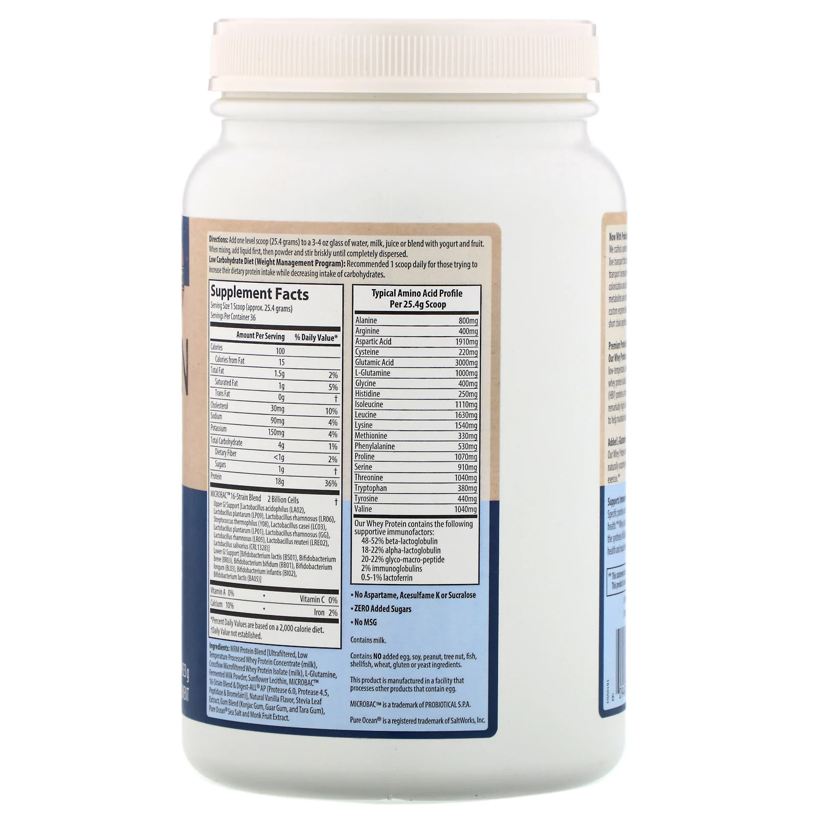 MRM Natural Whey Rich Vanilla 32 6 oz 923 g Gluten-Free, GMP Quality Assured,