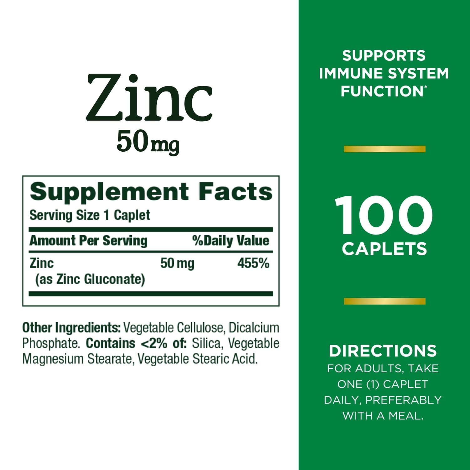 Nature’s Bounty Zinc 50 mg 100 Tablets