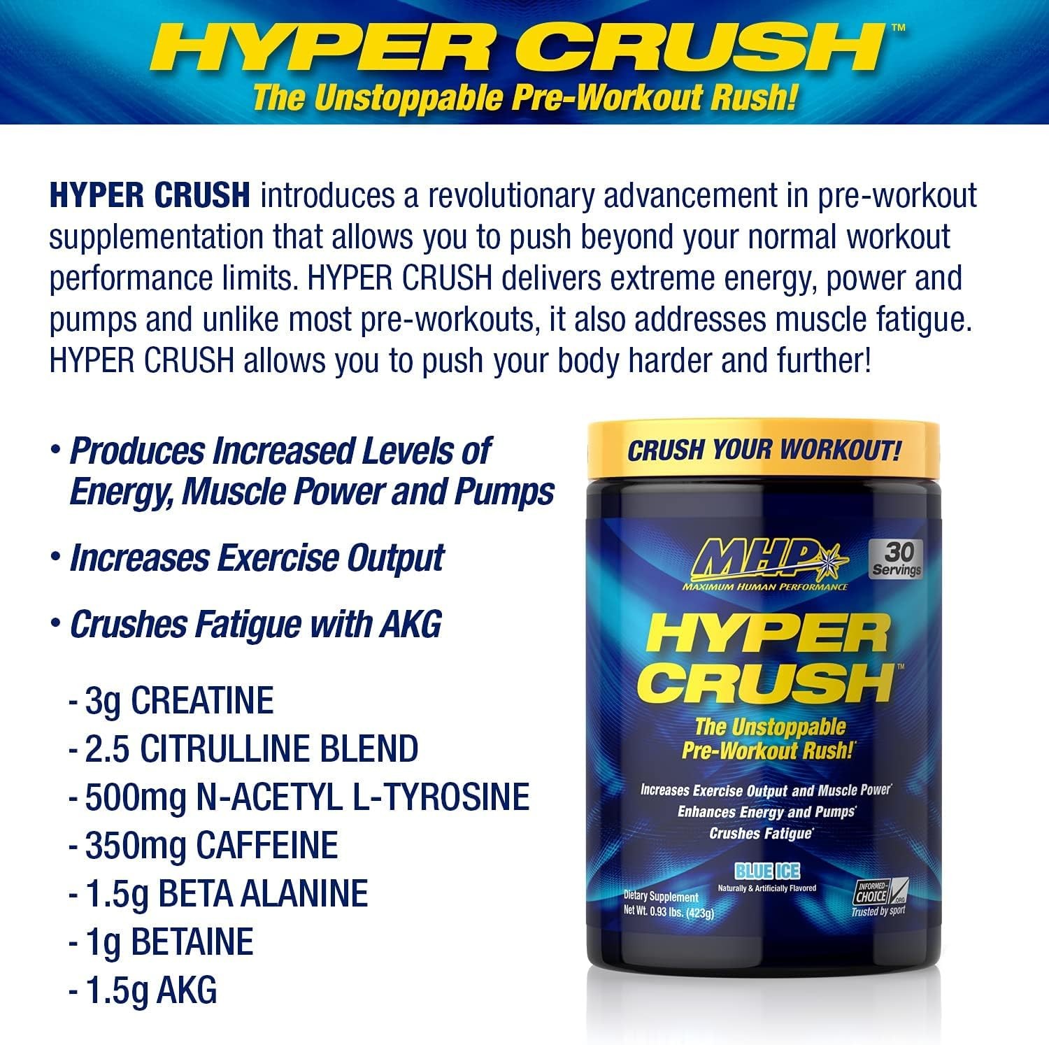 Maximum Human Performance Mhp Hyper Crush Pre Workout Energy Drink Creatine