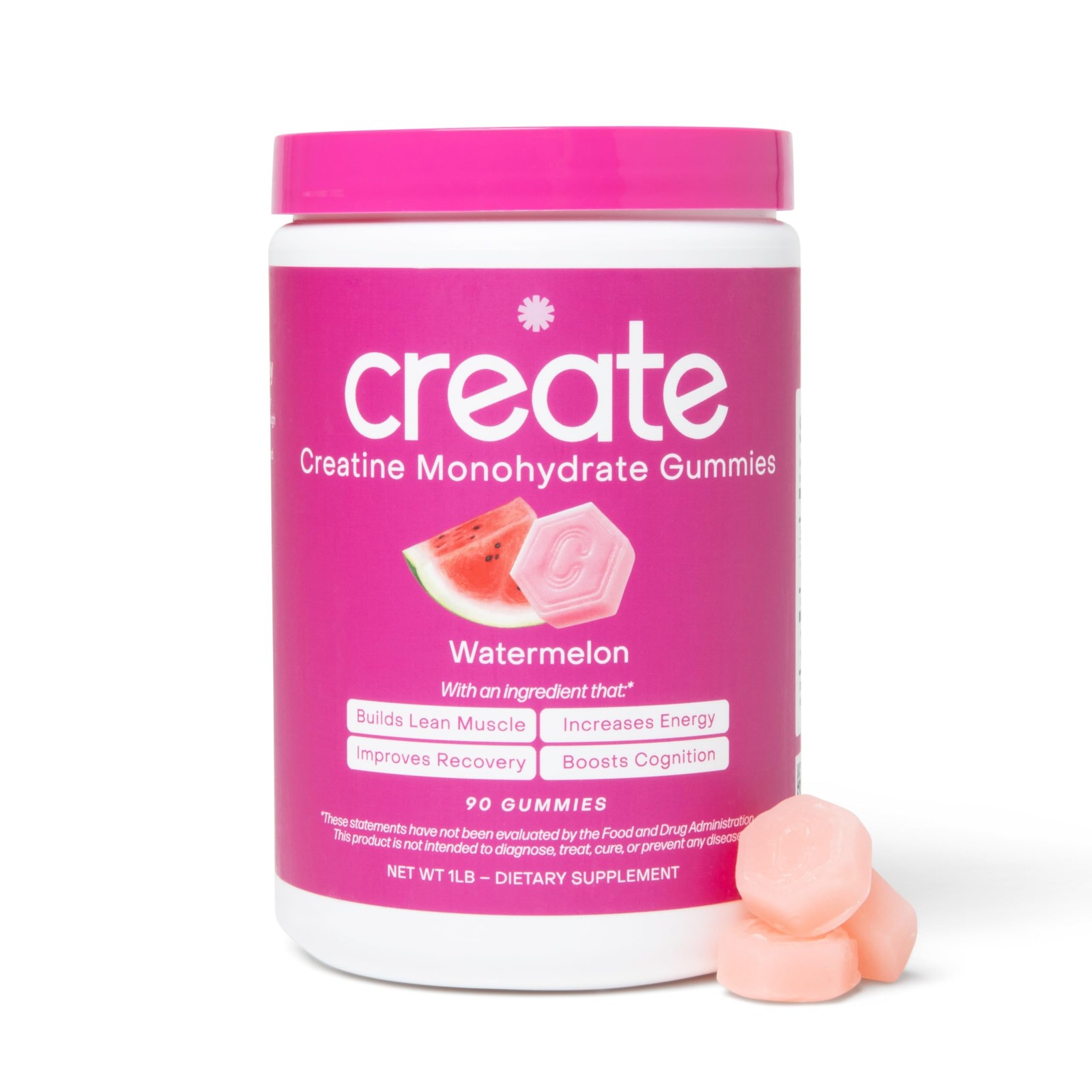 Create Creatine Gummies 90ct 1.5g Vegan Gluten-Free Focus Strength Endurance
