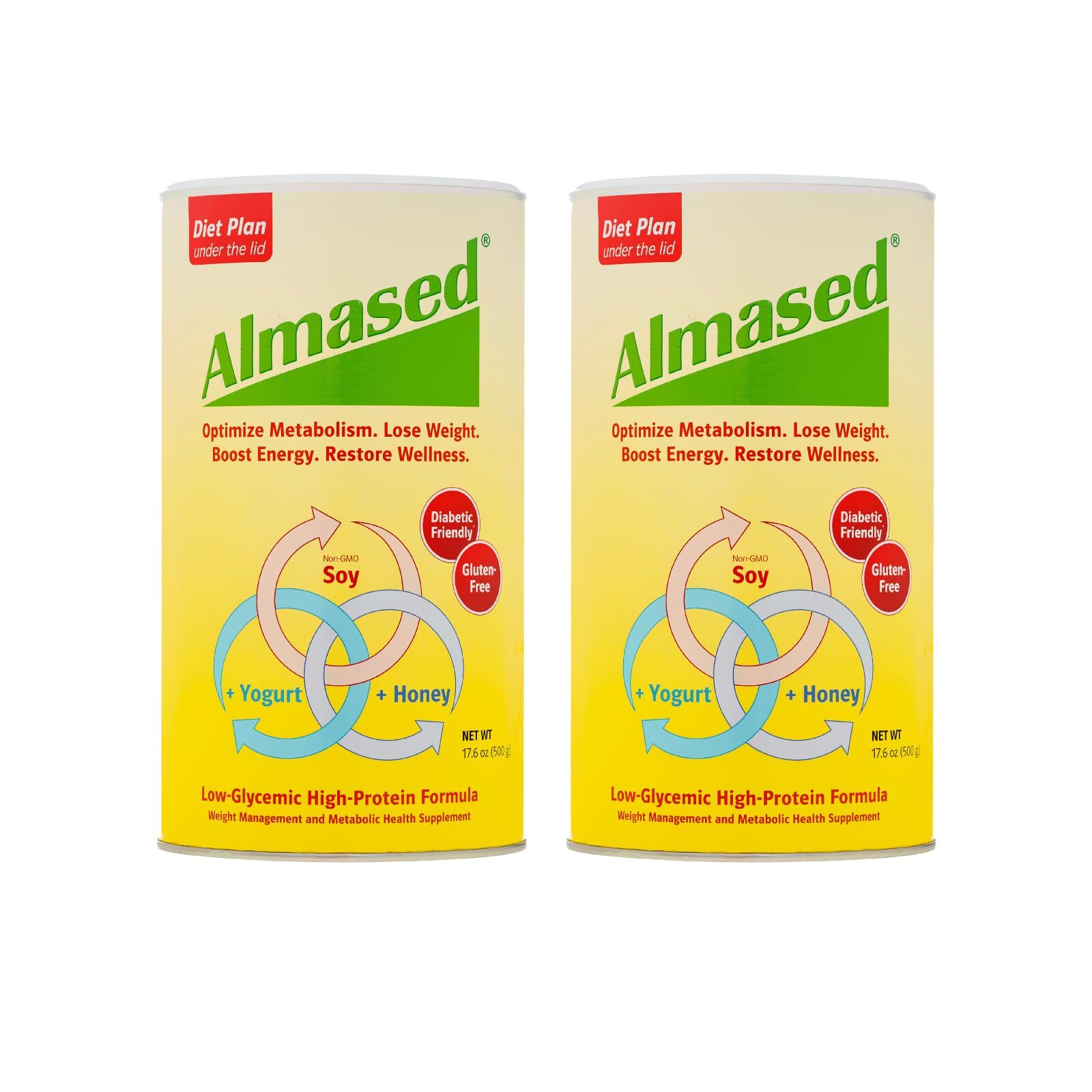 Almased Multi Protein Powder 17.6 OZ Pack of 2 10 Servings Each