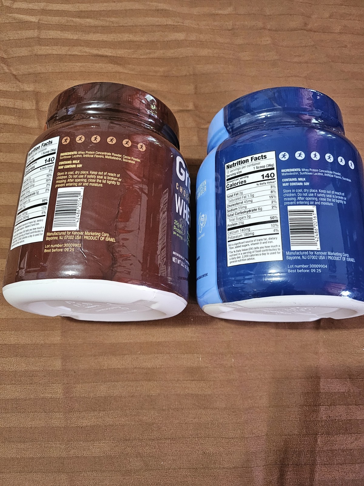 Grab1 Chocolate Whey Protein Powder & Grab1 Vanilla Whey Protein Powder 2-15.2oz