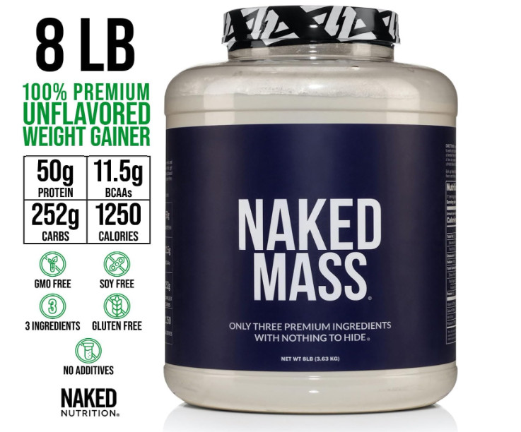 Naked Mass Weight Gainer Protein Powder 8LB 1250 Cal NSF GMO Free