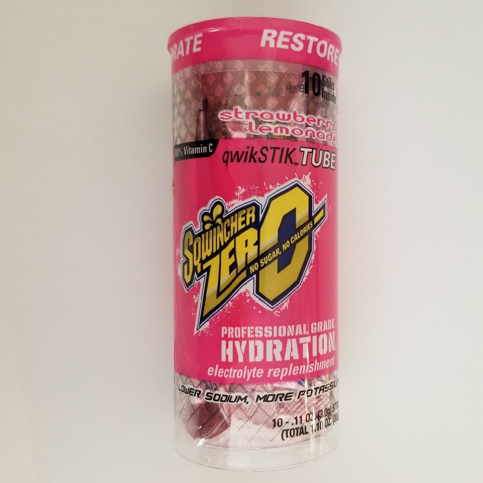 Sqwincher ZERO Sugar Free Electrolyte Beverage STRAWBERRY LEMONADE Qwik Stik