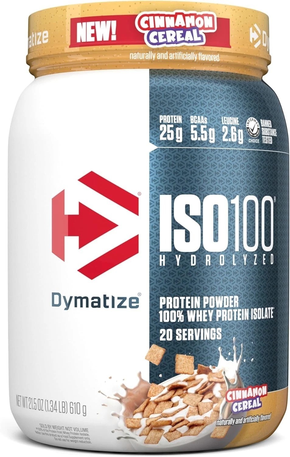 Dymatize ISO100 Whey Protein Isolate Cinnamon Cereal 20 Servings 25g Protein