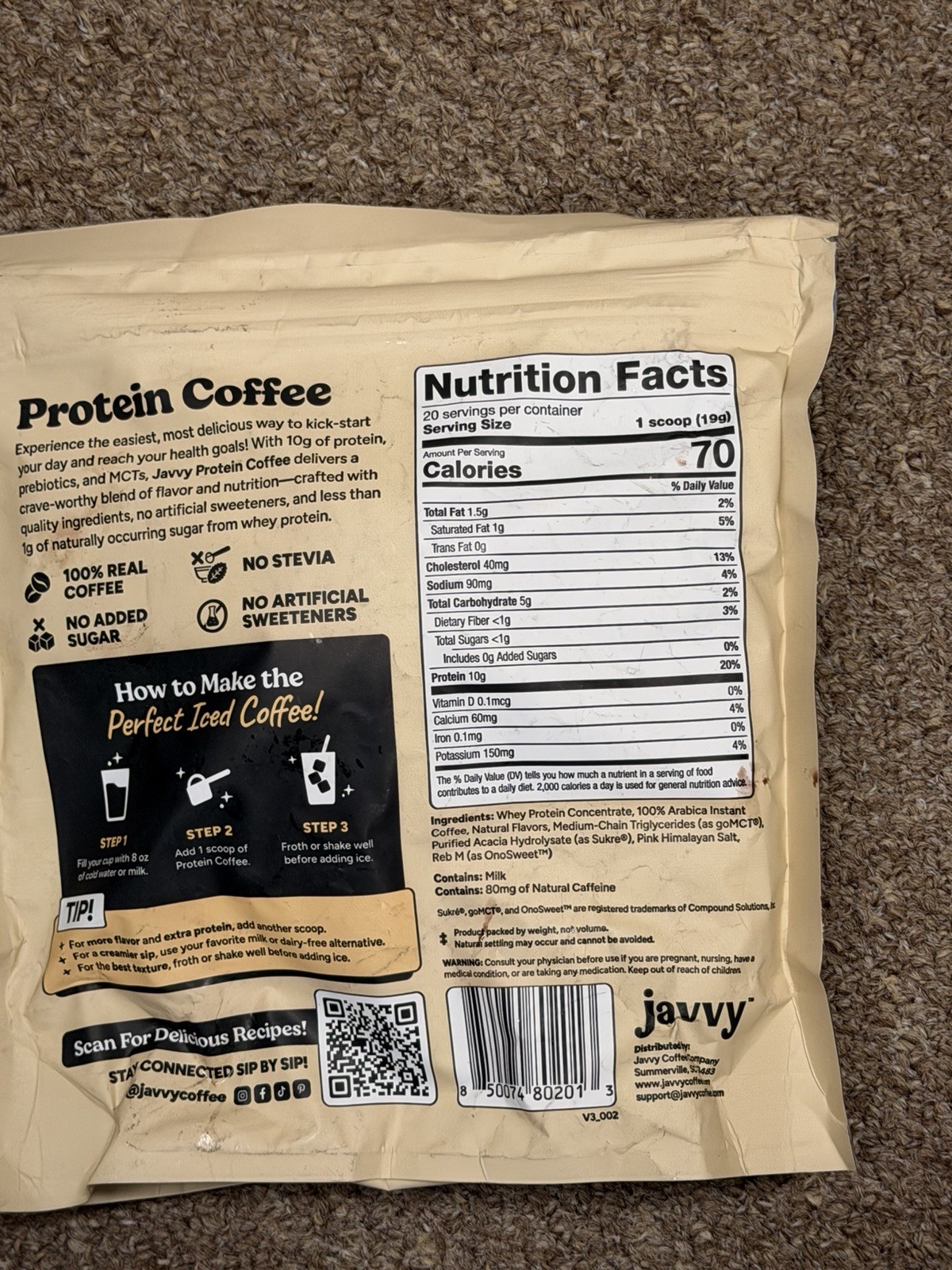 Javvy Protein Coffee Brownie Batter 13.8 oz