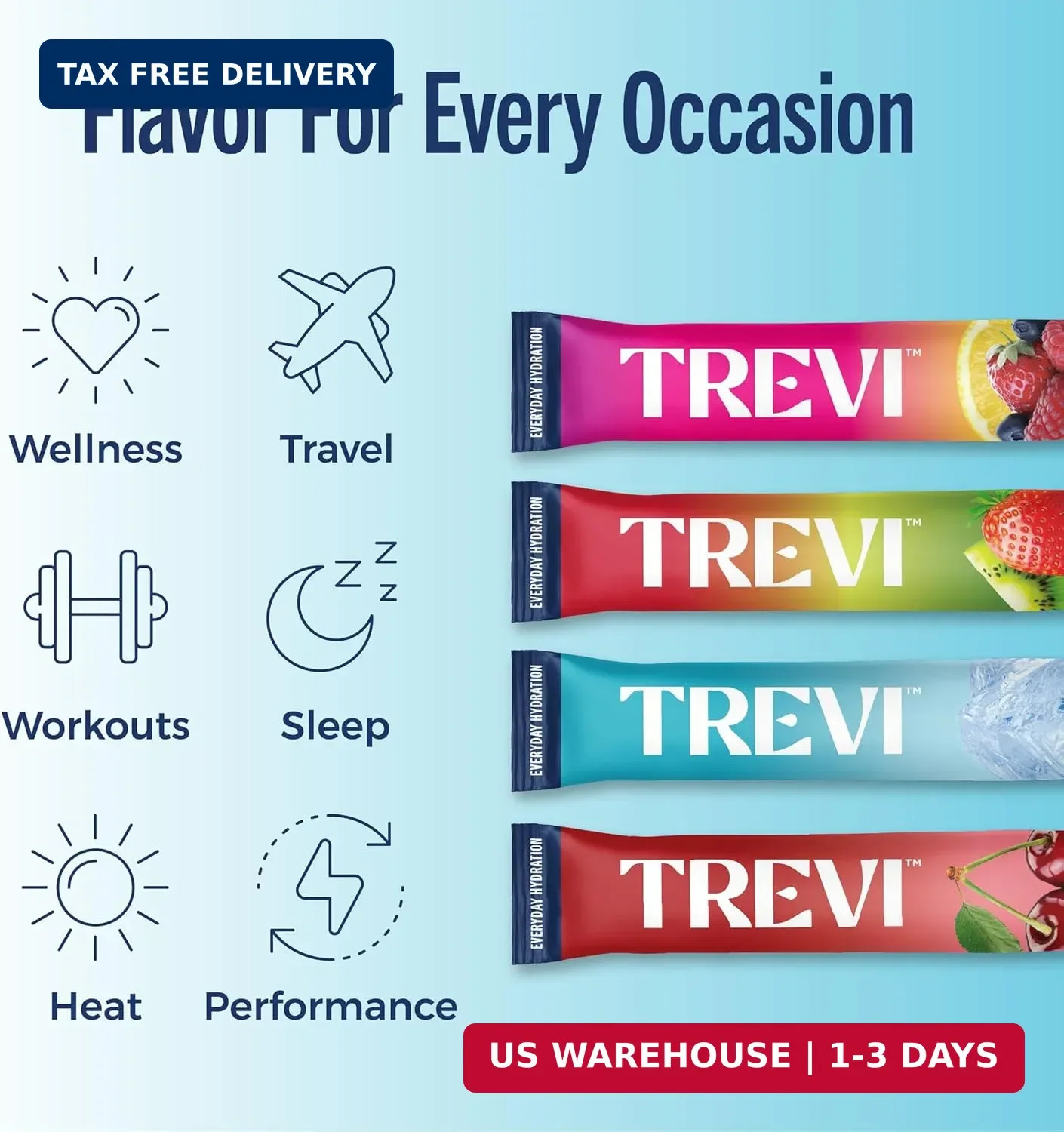 TREVI Electrolytes Powder Packets, Sugar Free Hydration, Favorites 20 Pack
