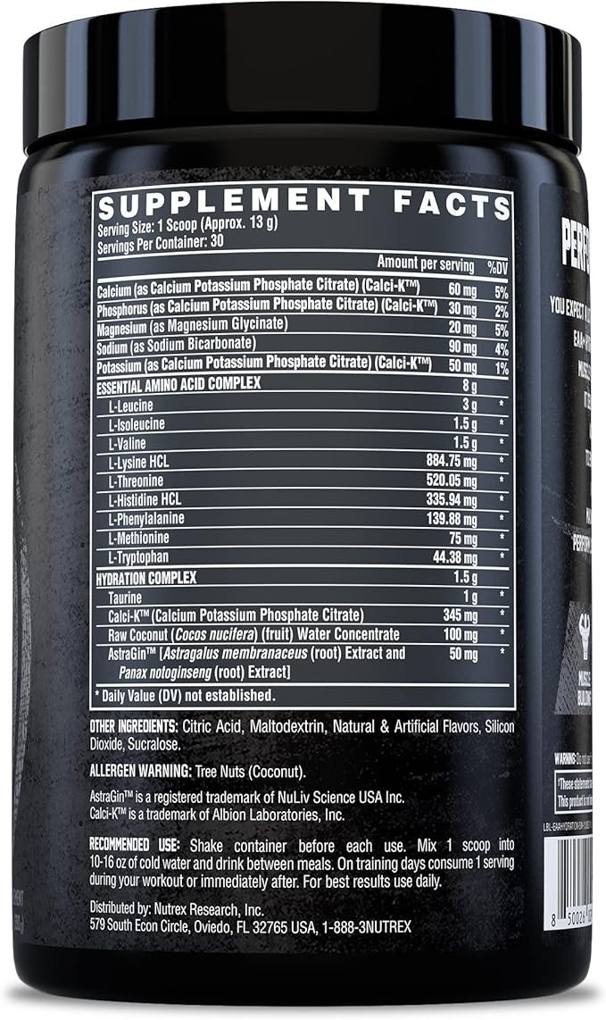 Nutrex Research EAA Hydration Powder EAAs BCAAs Electrolytes 30 Servings