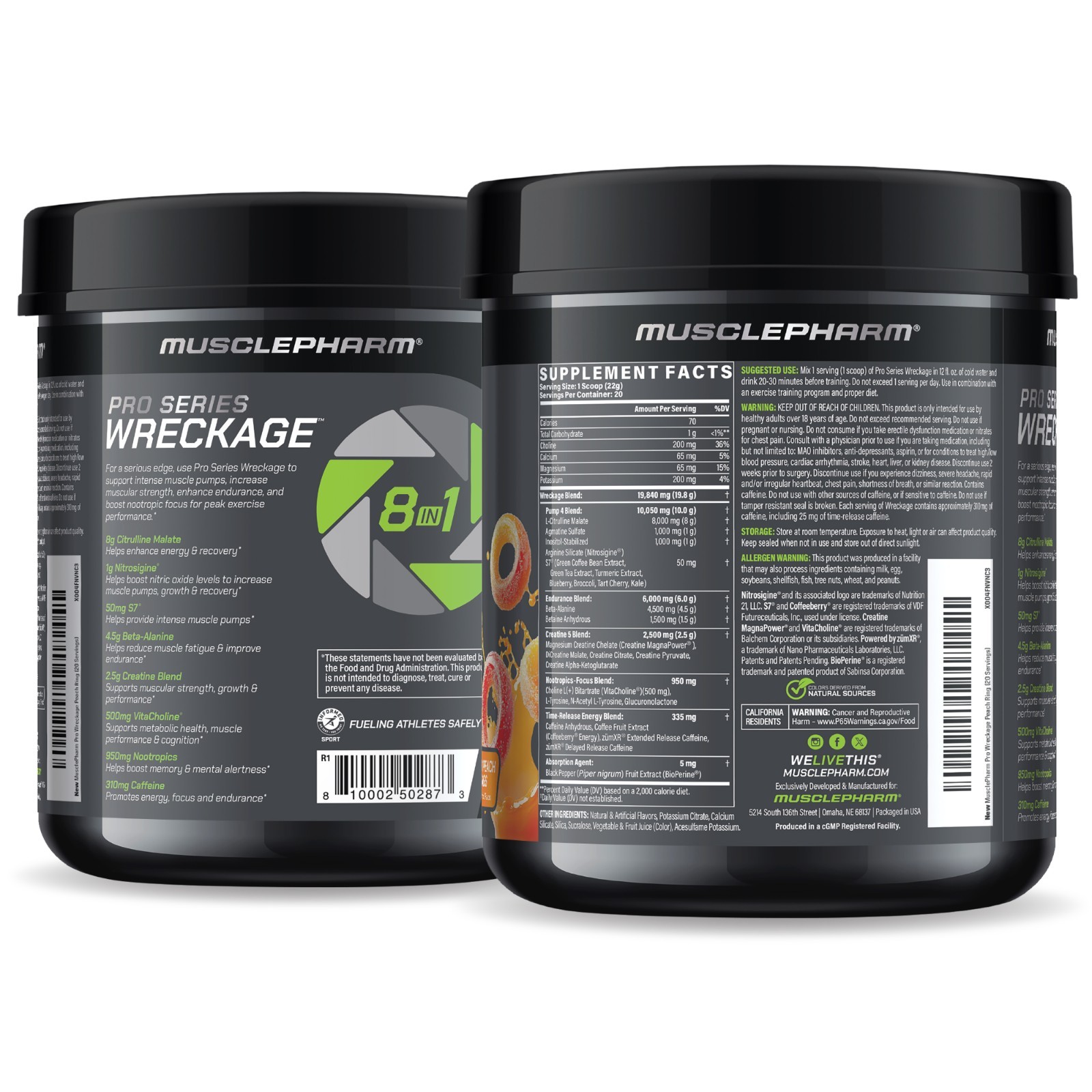 Pro Series Wreckage™, Pre-Workout, Sour Peach Rings, 15.5 oz (440 g)