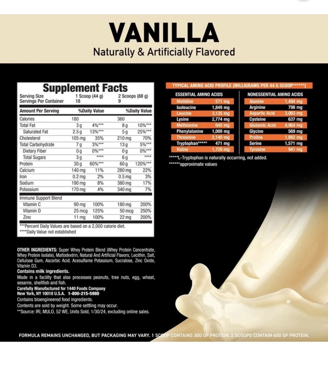 Body Fortress Super Advanced Whey Protein Powder Vanilla Gluten-Free 1.74 lb