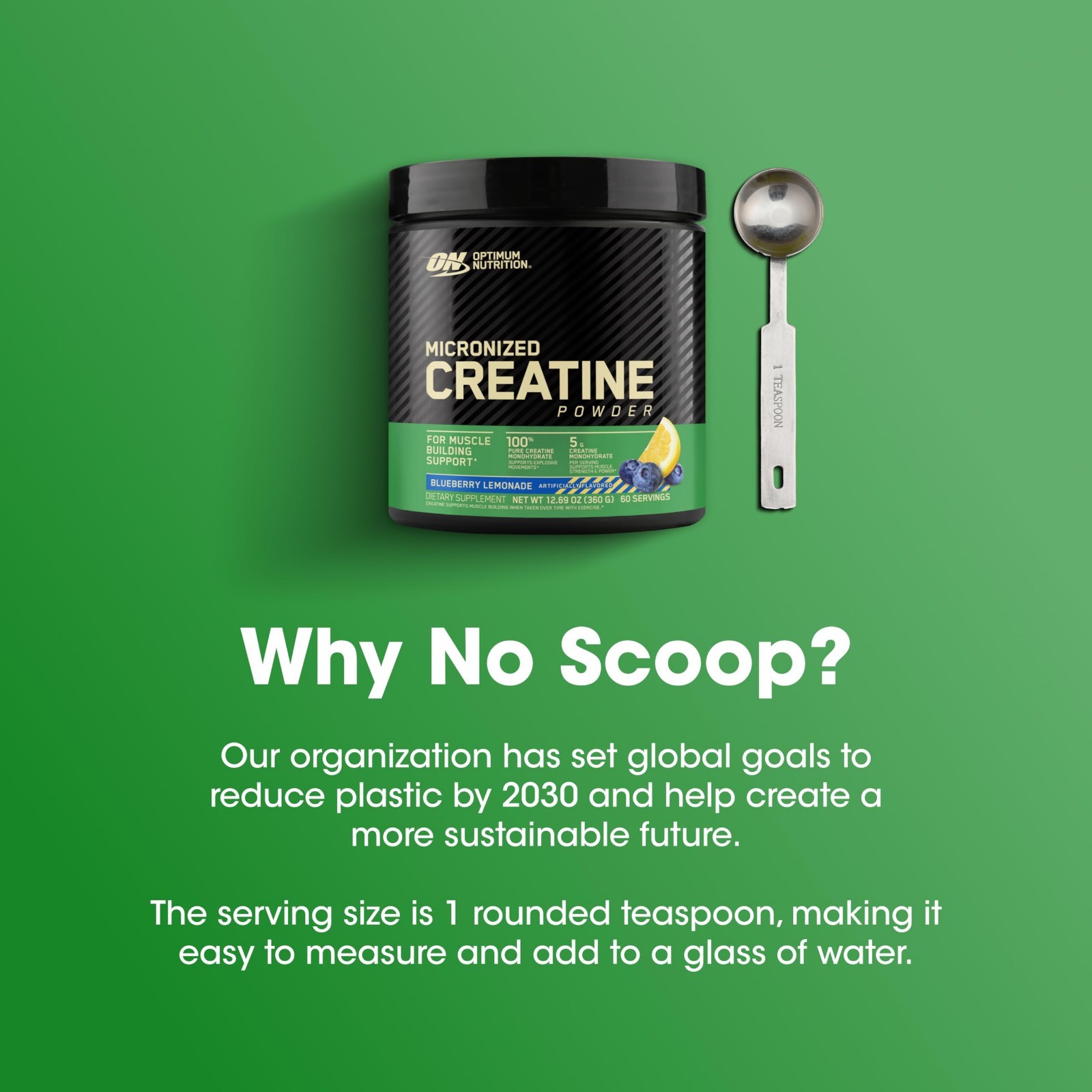Micronized Creatine Monohydrate Powder – Blueberry Lemonade, 360g, 60 Servings,