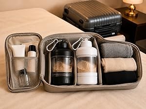 2 Pack Protein Powder Container to Go with Keychain & Keyring, Large Capacity,