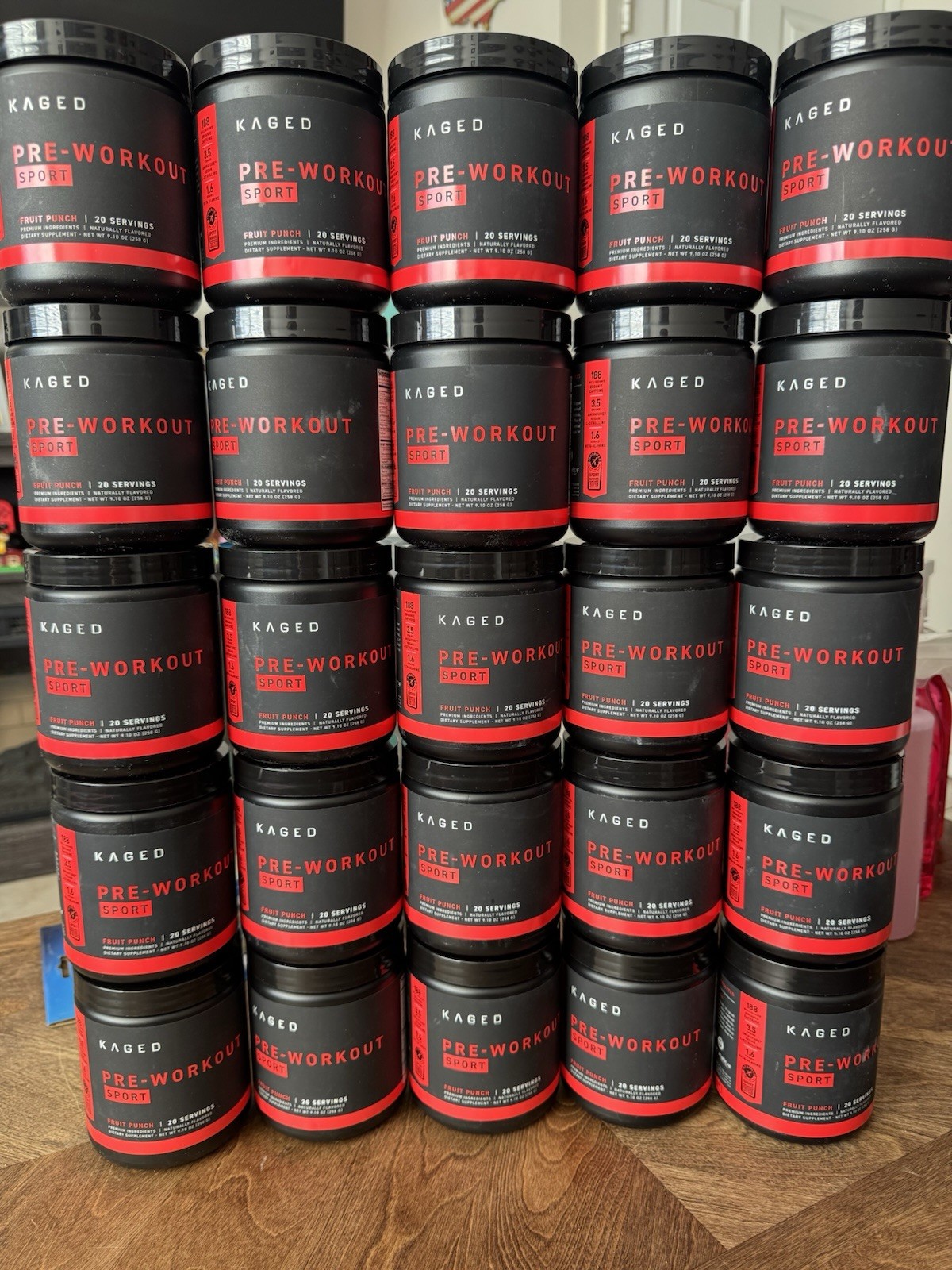 Kaged Sport Pre Workout Fruit Punch 20 Servings 188mg Caffeine Energy Boost