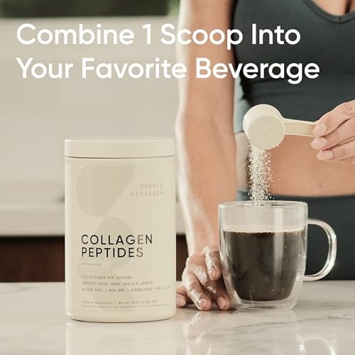Sports Research Collagen Peptides Powder for Healthy Skin, Nails & Joints