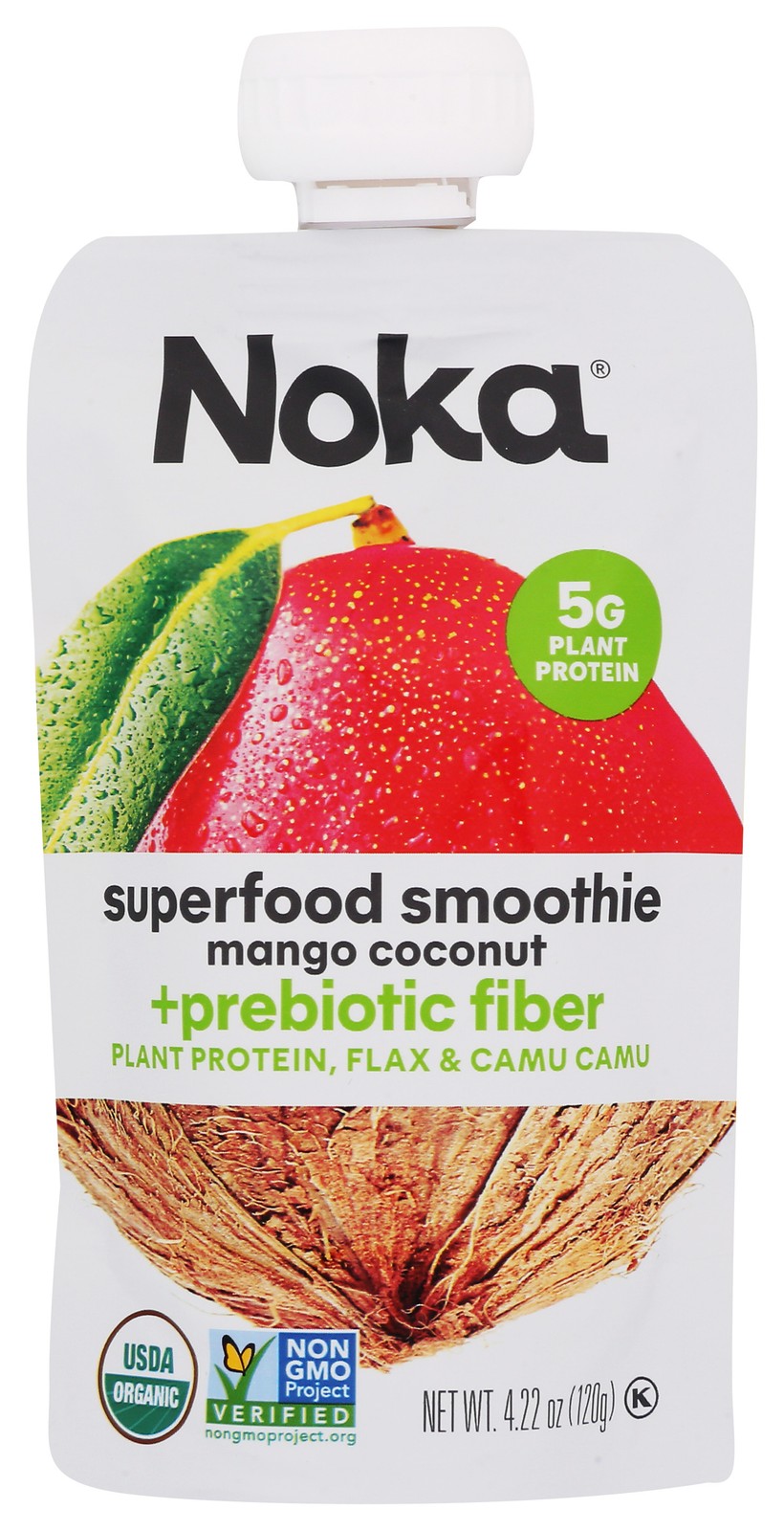 Noka Mango Coconut Superfood Smoothie With Prebiotic Fiber 4.22 Oz 6 Pack