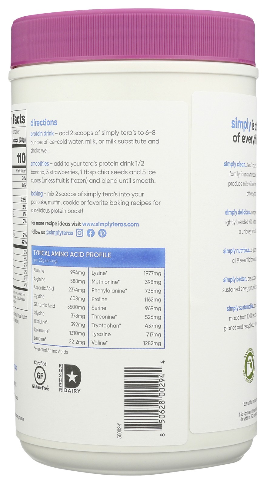 Simply Tera’S Bourbon Vanilla Pure Whey Protein 24 Oz Powder 1 Pack