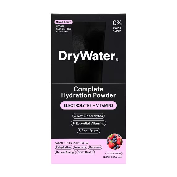 DryWater Hydration Powder, Mixed Berry, 6 Pack