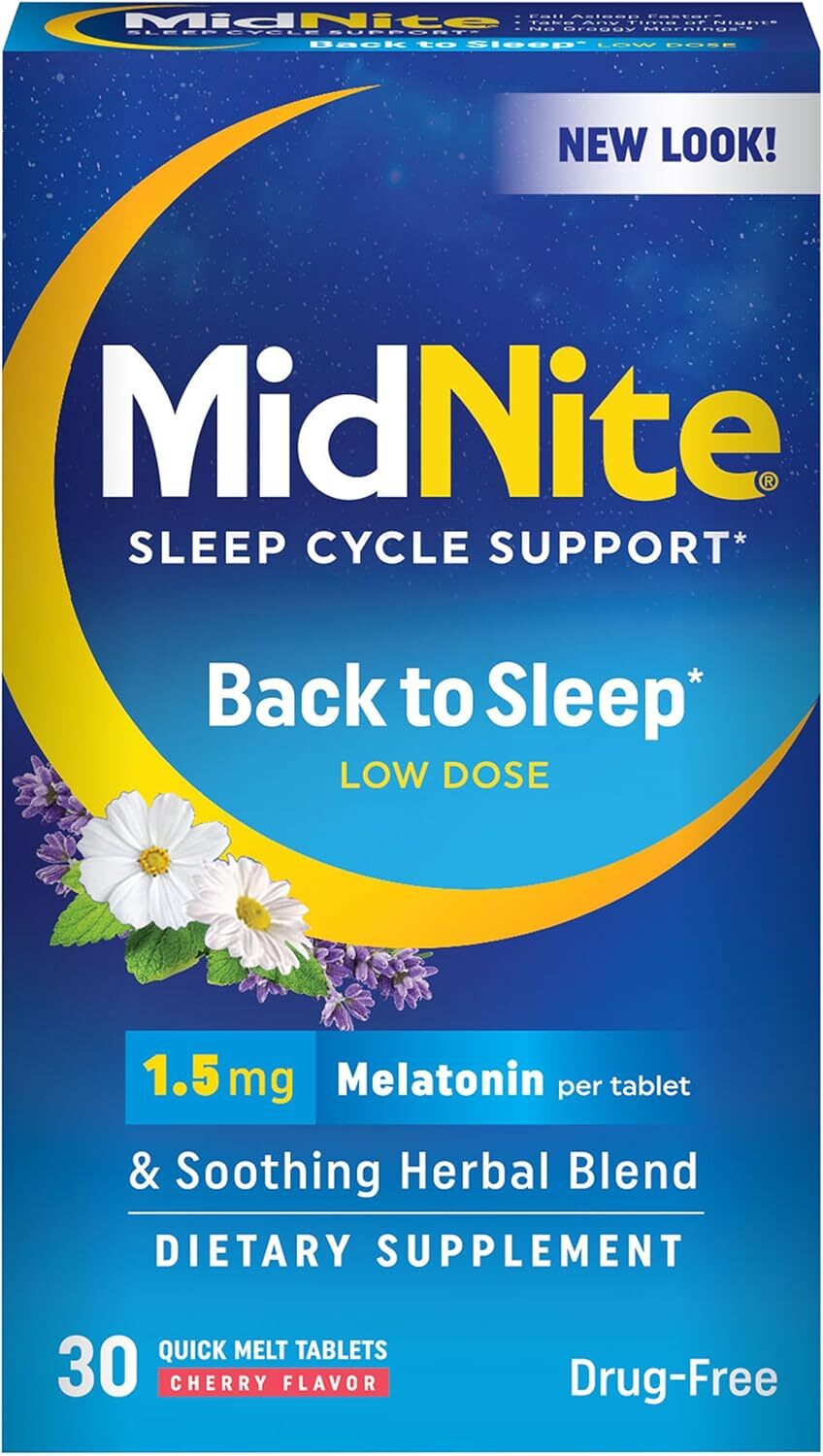 MidNite Back to Sleep Low Dose, 1.5 mg Melatonin Aid, Non-Habit…