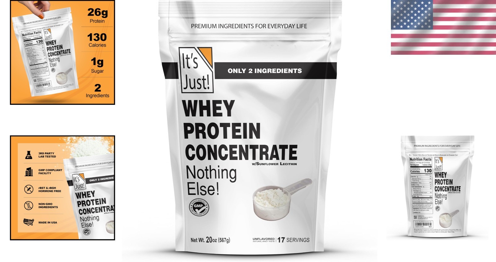 100% Whey Protein Concentrate – 1.25 lbs for Muscle Recovery & Post-Workout