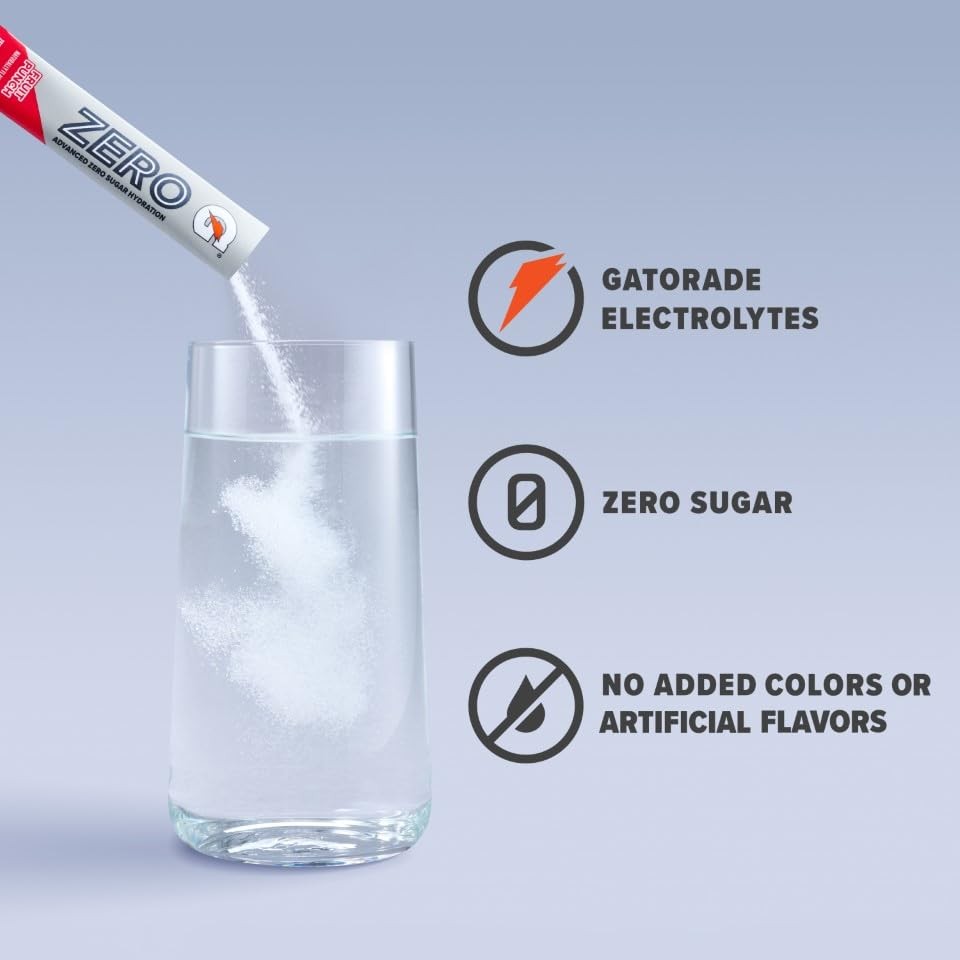 Gatorade Zero Sugar Electrolyte Powder Drink Mix, (32 Servings), Strawberry Ice