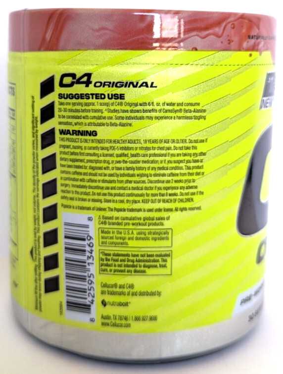 Cellucor C4 Original Pre-Workout, 30 Servings, Cherry Popsicle, Exp. 8/26