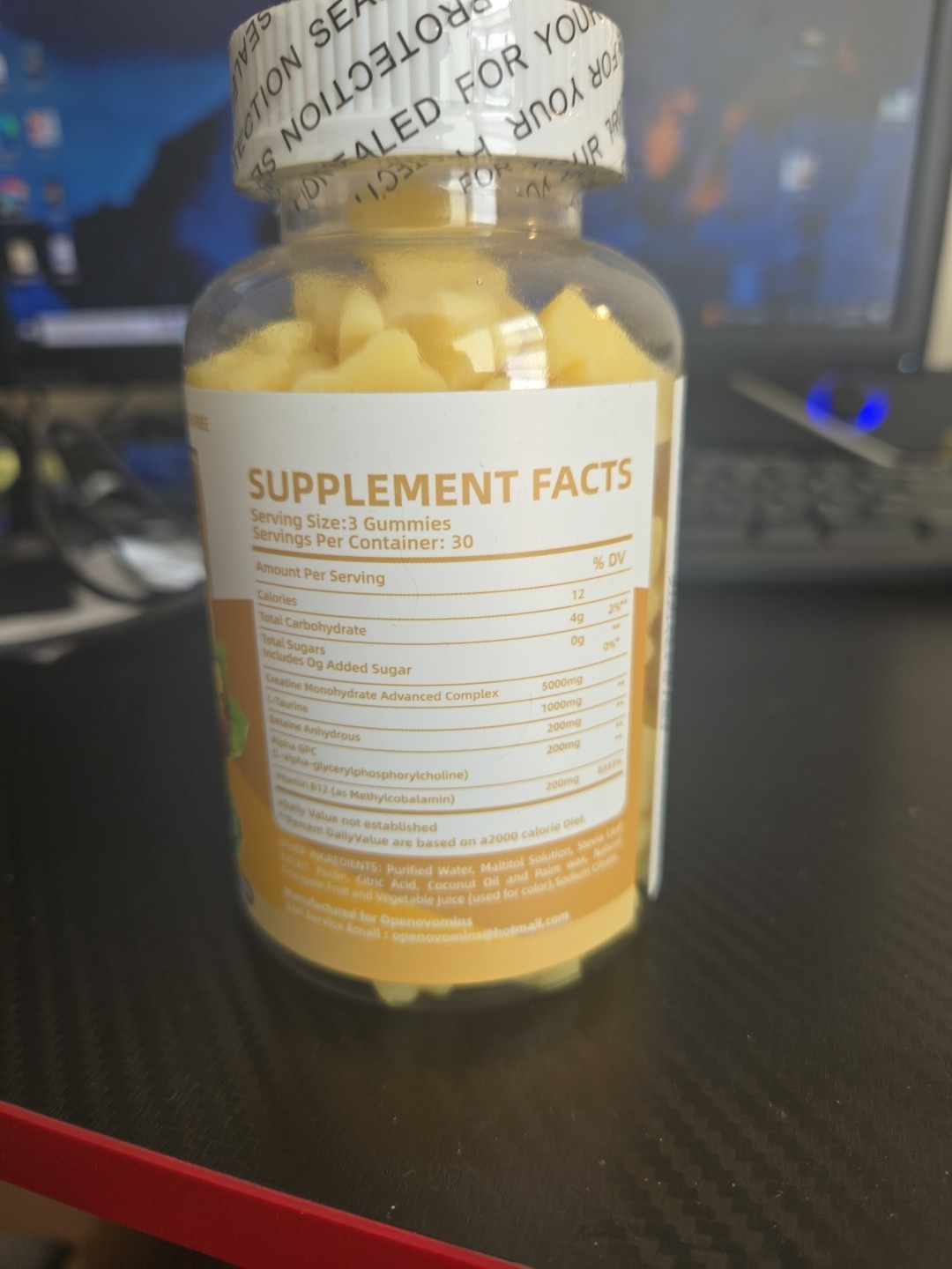 Openovomins Creatine Gummies, Pineapple Flavor