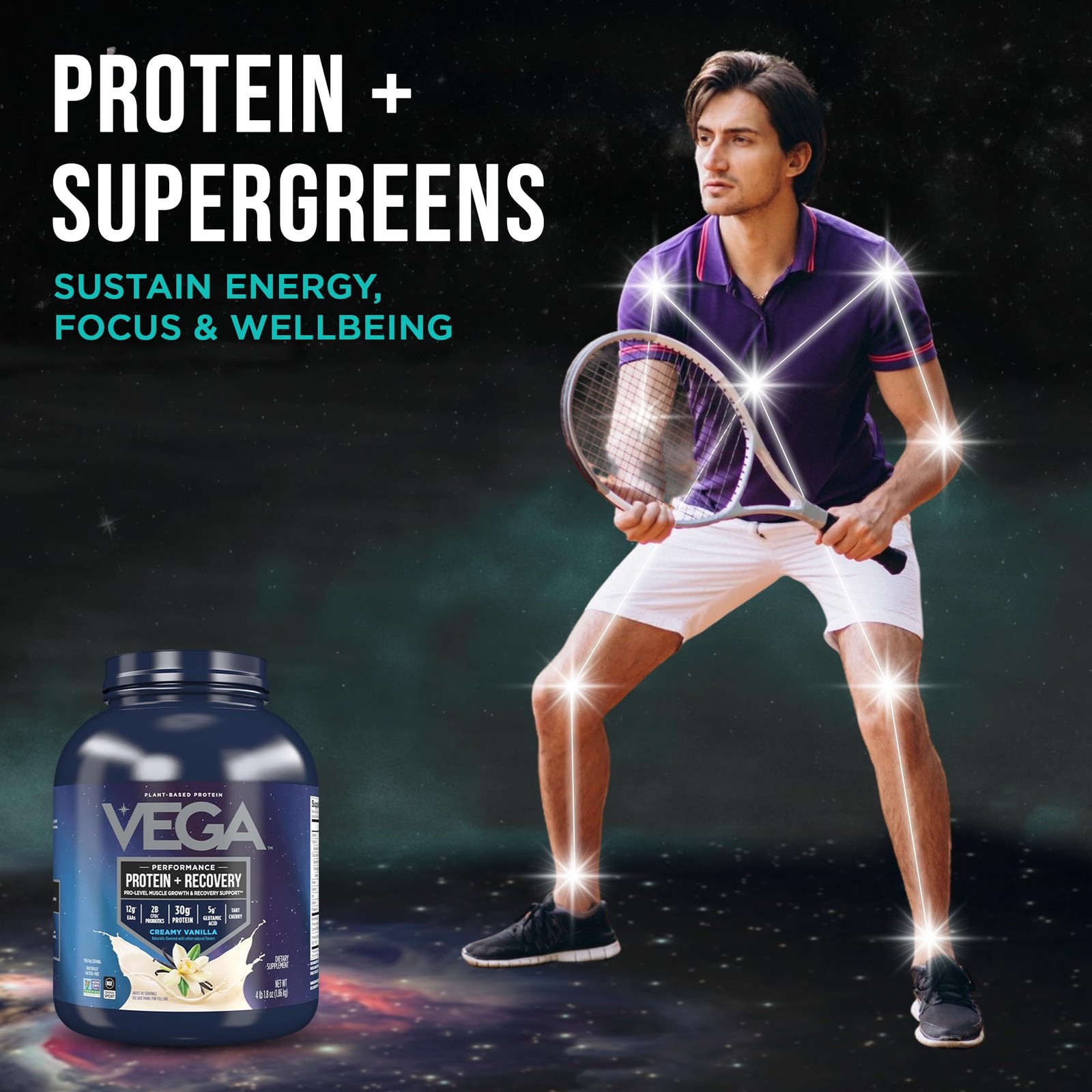 Vega Protein + Recovery, Vanilla – 30g Vegan Protein, Dairy & Gluten Free, Probi