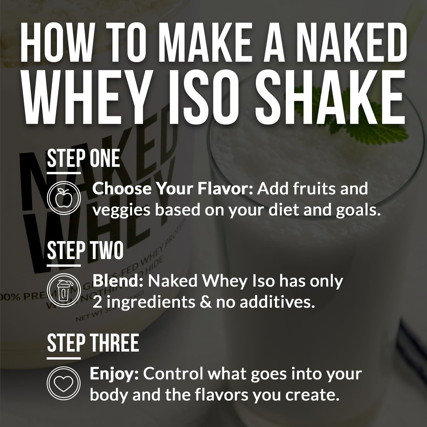 Naked Whey Isolate Protein 30G Grass-Fed Protein Powder Unflavored 28 Servings