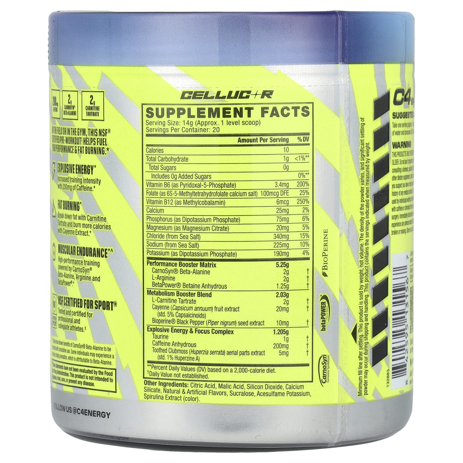 C4 Sport Ripped, Pre-Workout, Artic Snow Cone, 9.9 oz (280 g)