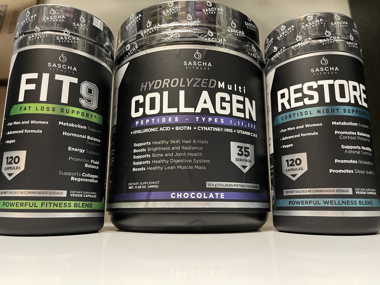 restore sascha fitness Fit 9 Kit con Restore y Collagen chocolate