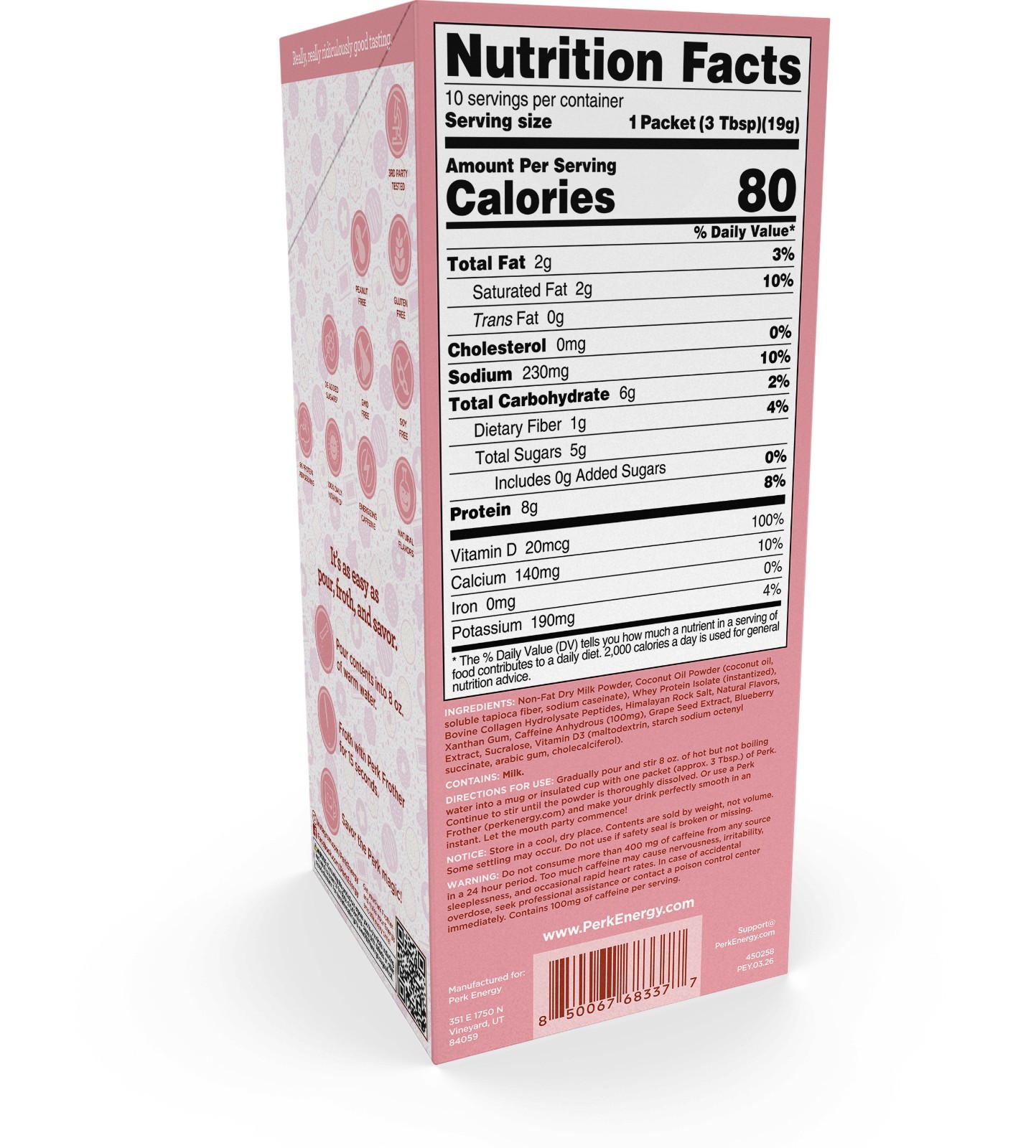 Perk Energy Sugar Cookie Flavored Drink Powder (10 Servings)