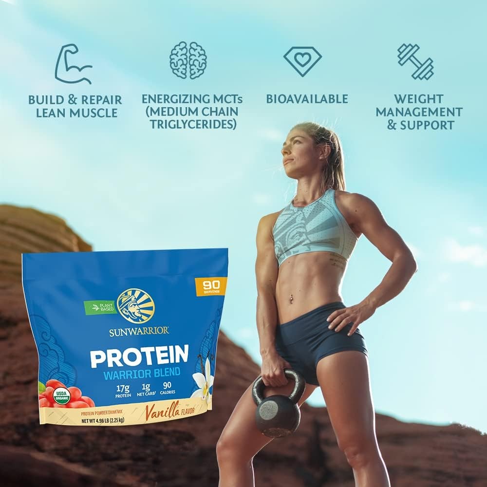 Sunwarrior Vegan Organic Protein Powder Plant-Based | BCAA Amino Acids | 4.96 lb