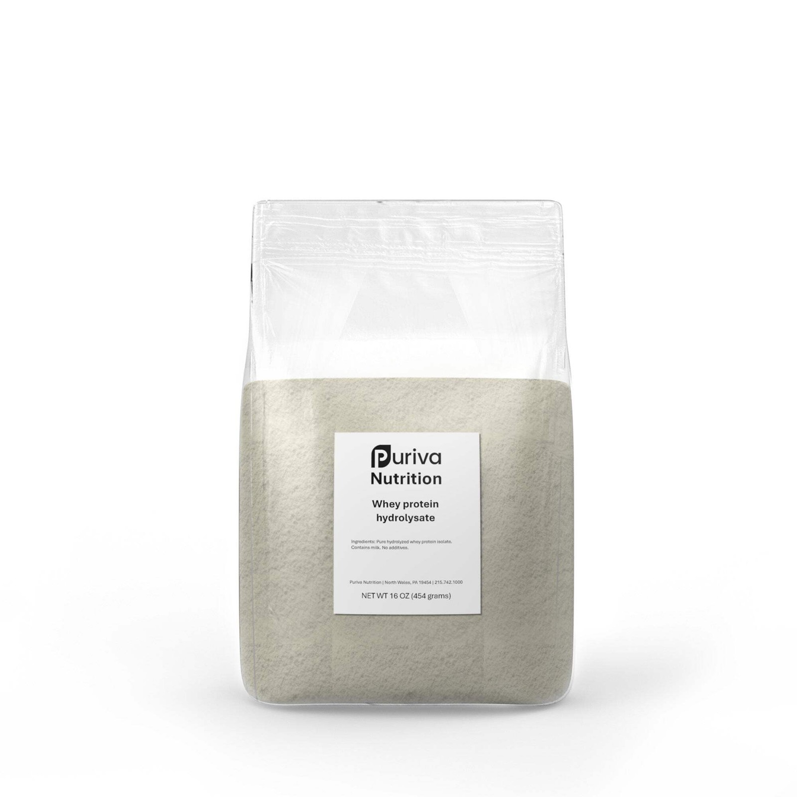 Protein powder, Hydrolyzed Whey Protein Isolate, plain, 1 pound, Puriva Nutritio