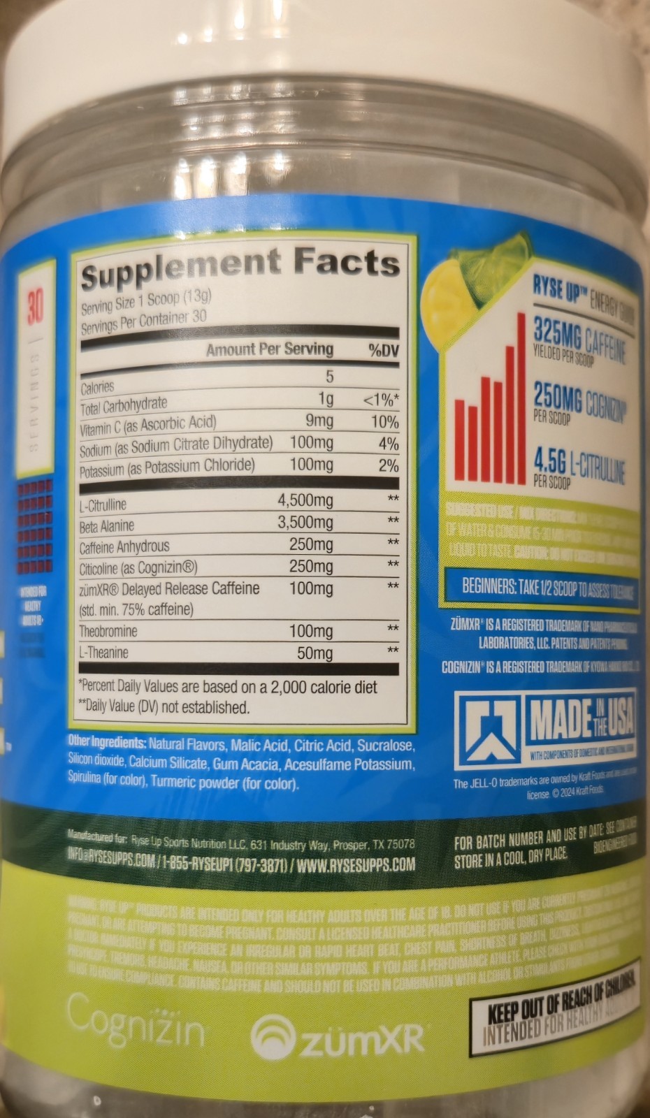 Ryse LOADED PRE 14 oz Size (30 Ser) JELL-O Series Lemon 🍋 Lime Fla BEST BY 9/26