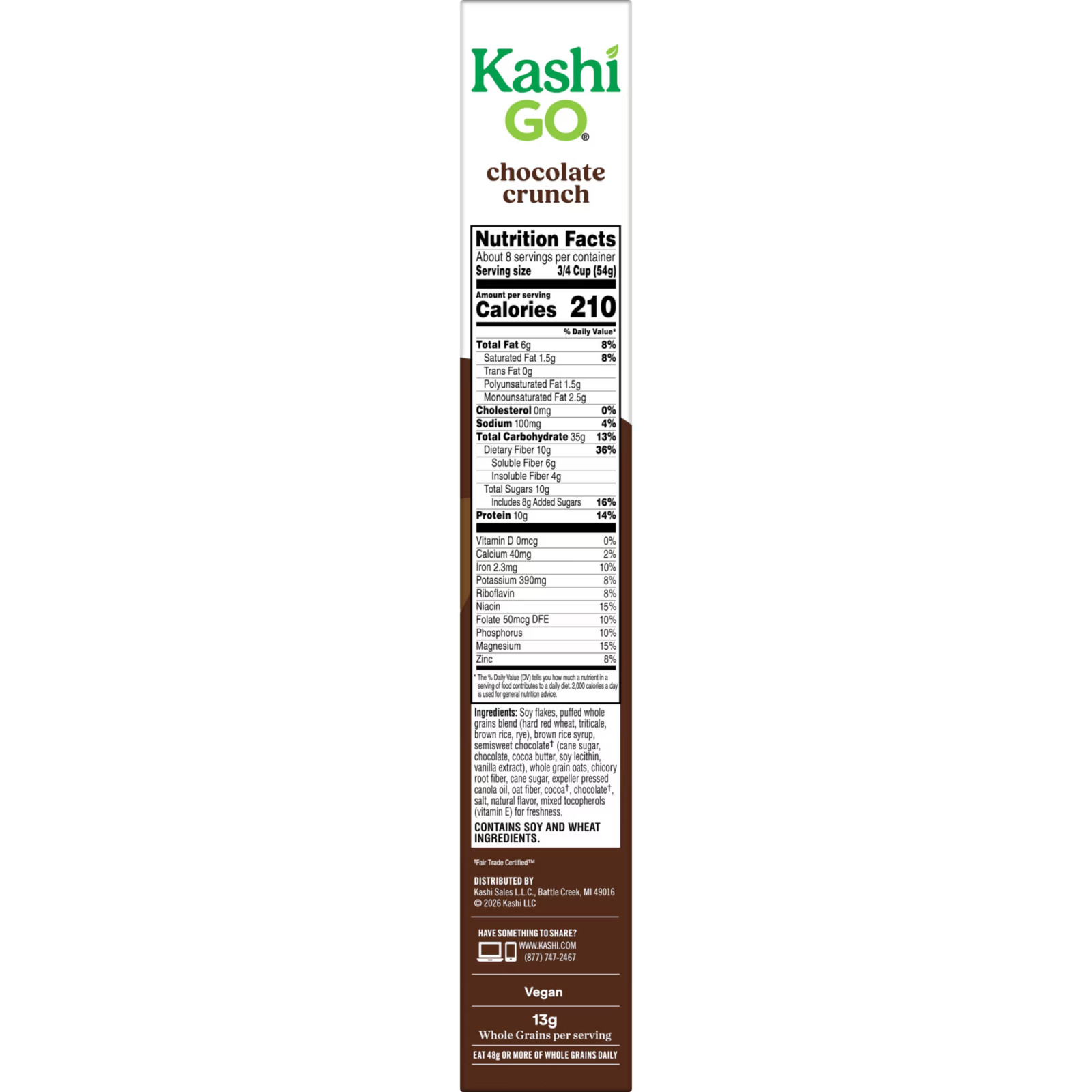 Kashi GO Chocolate Crunch Protein Cereal, 10g Protein, 16 oz