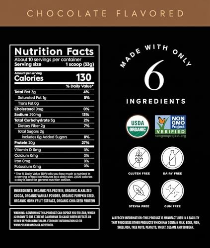 Truvani Organic Plant-Based Protein Powder, Unflavored, 9.88 oz