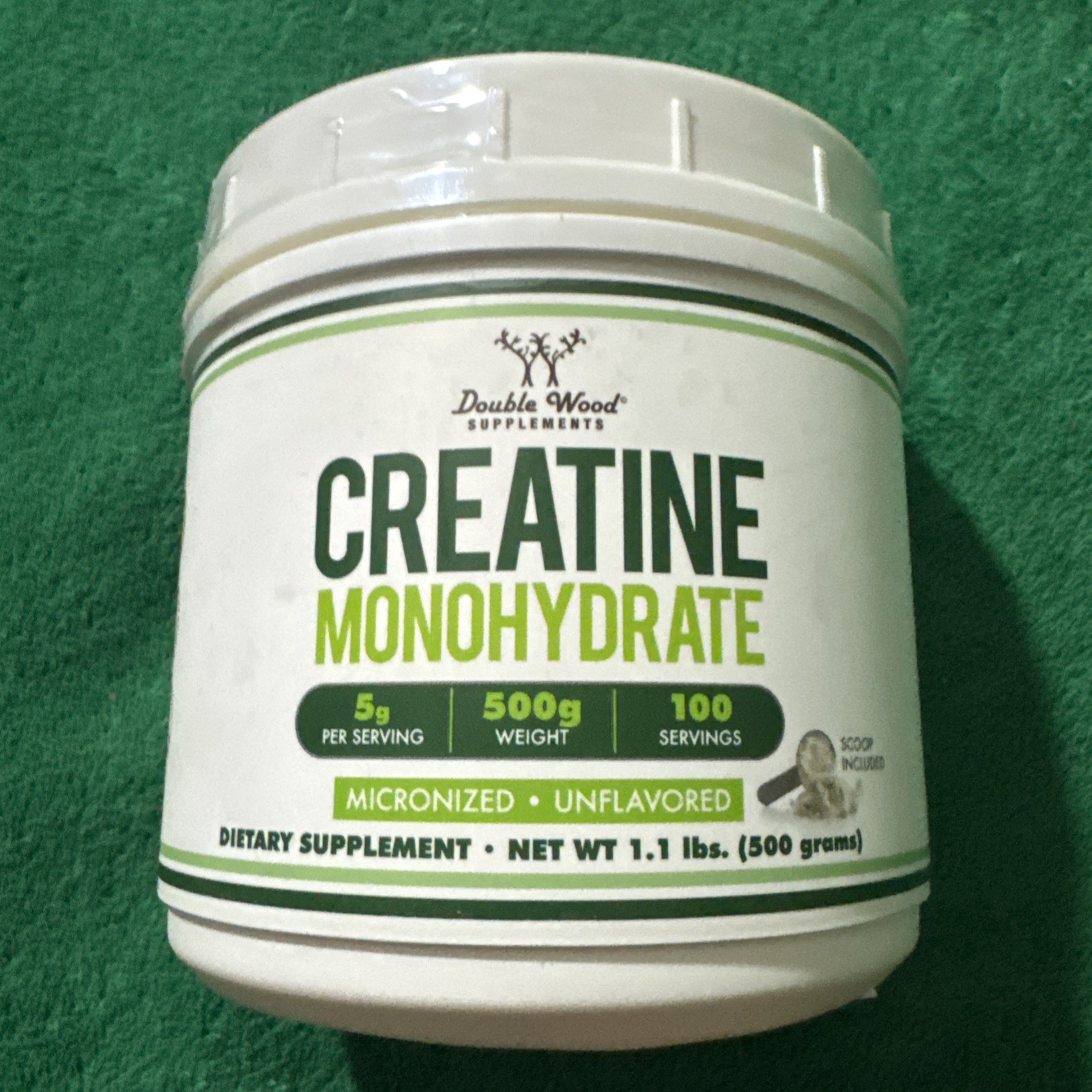 Double Wood Supplements Creatine Monohydrate Powder 1.1Lbs Exp: 10/27