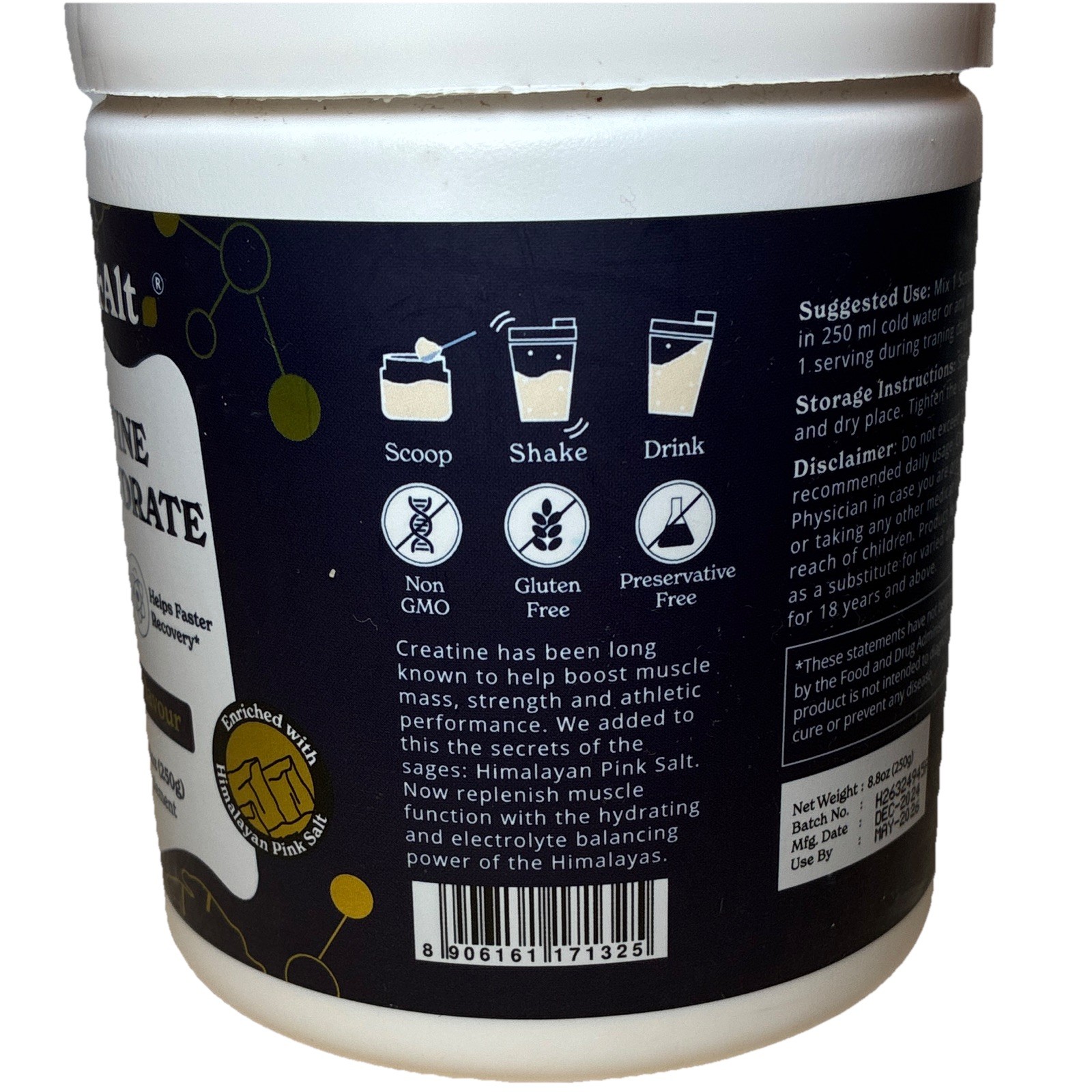 BetterAlt Creatine Powder Non-GMO Gluten-Free Pineapple 8.8 oz (250 g)