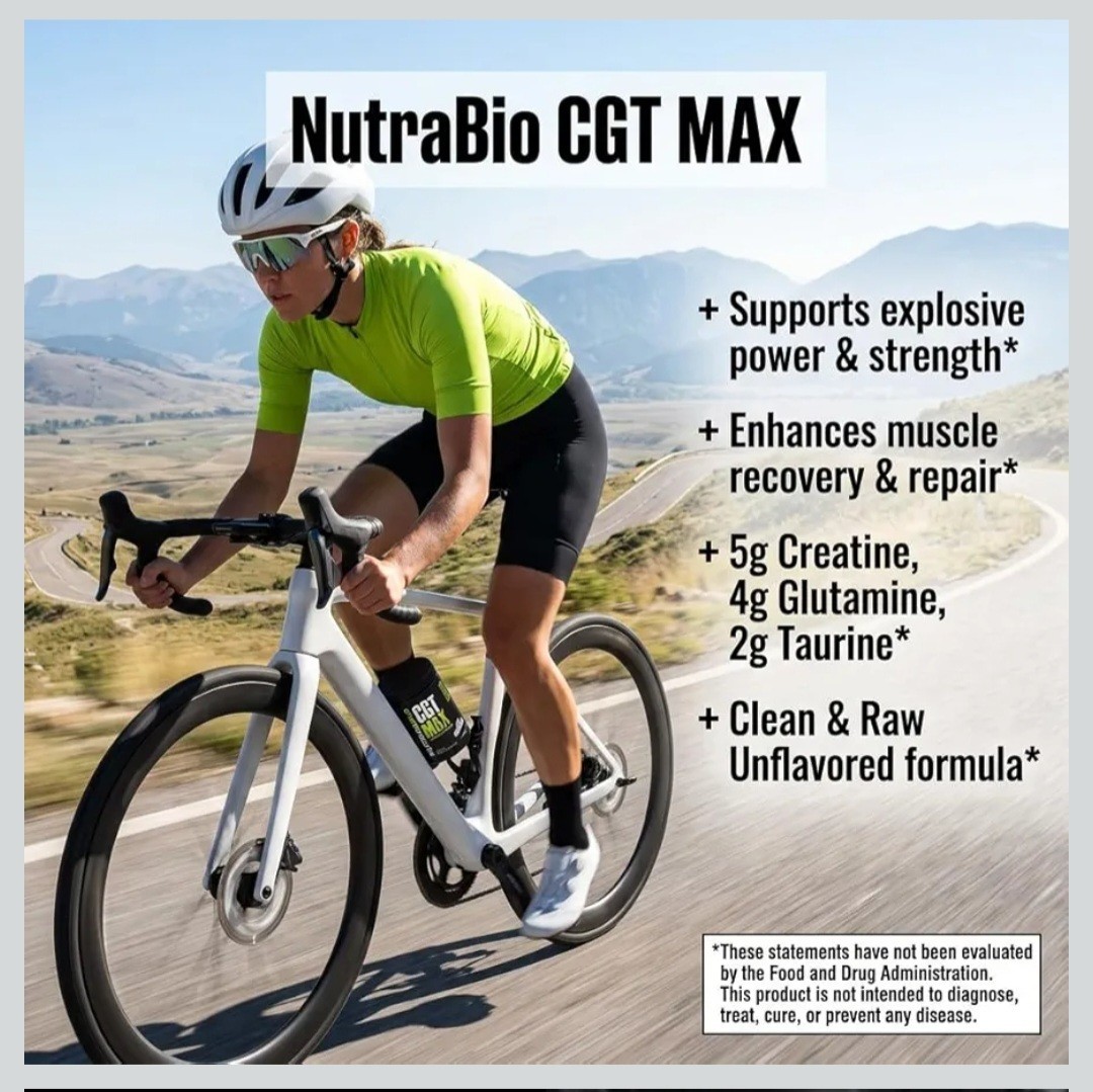 New NutraBio CGT-MAX Powder- Creatine, Glutamine & Taurine Muscle Support