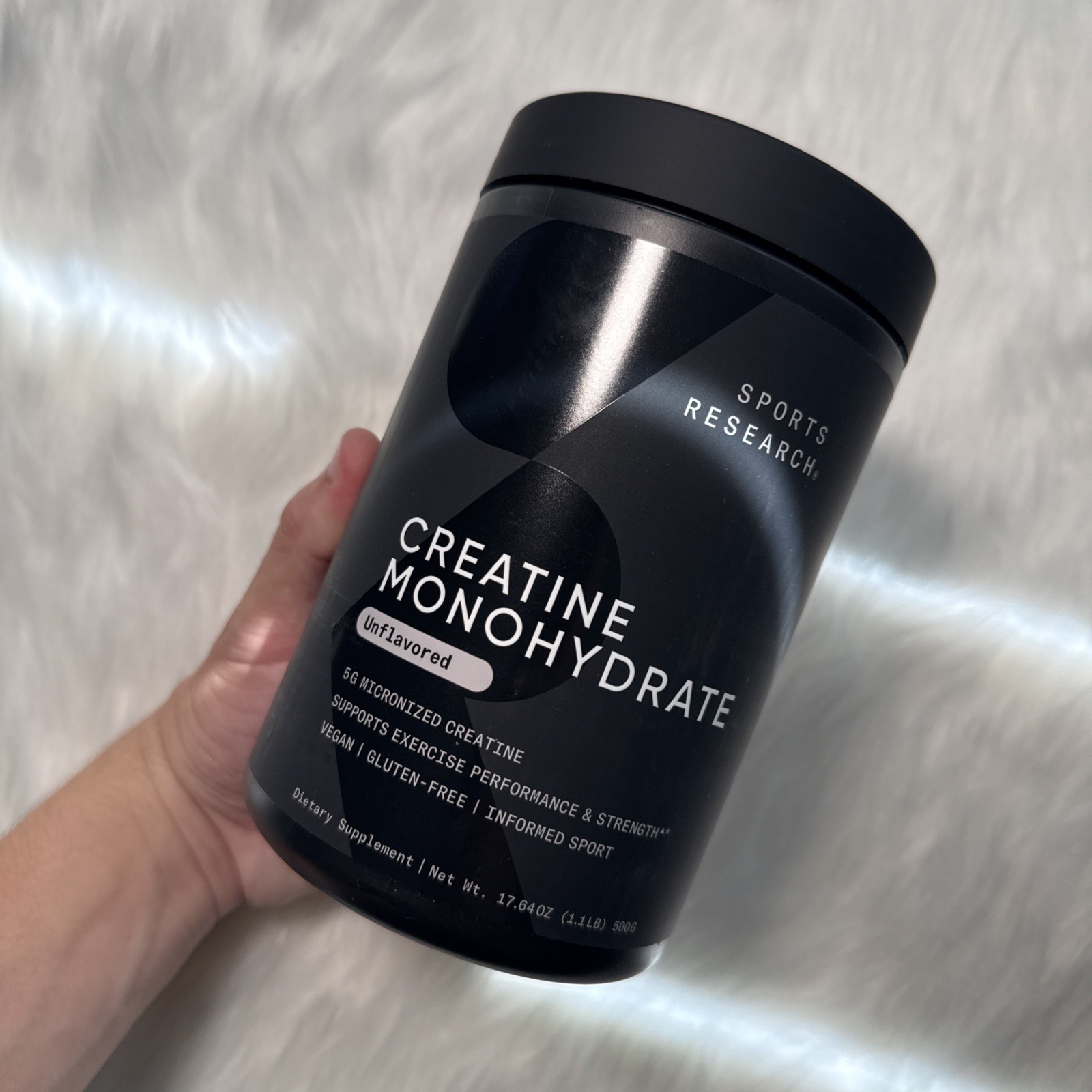 Sports Research Creatine Monohydrate Powder Unflavored 17.64oz Vegan Gluten-Free