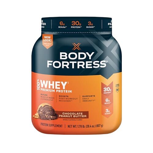 Body Fortress 100% Whey Premium Protein Powder Chocolate Peanut Butter 1.78lb…