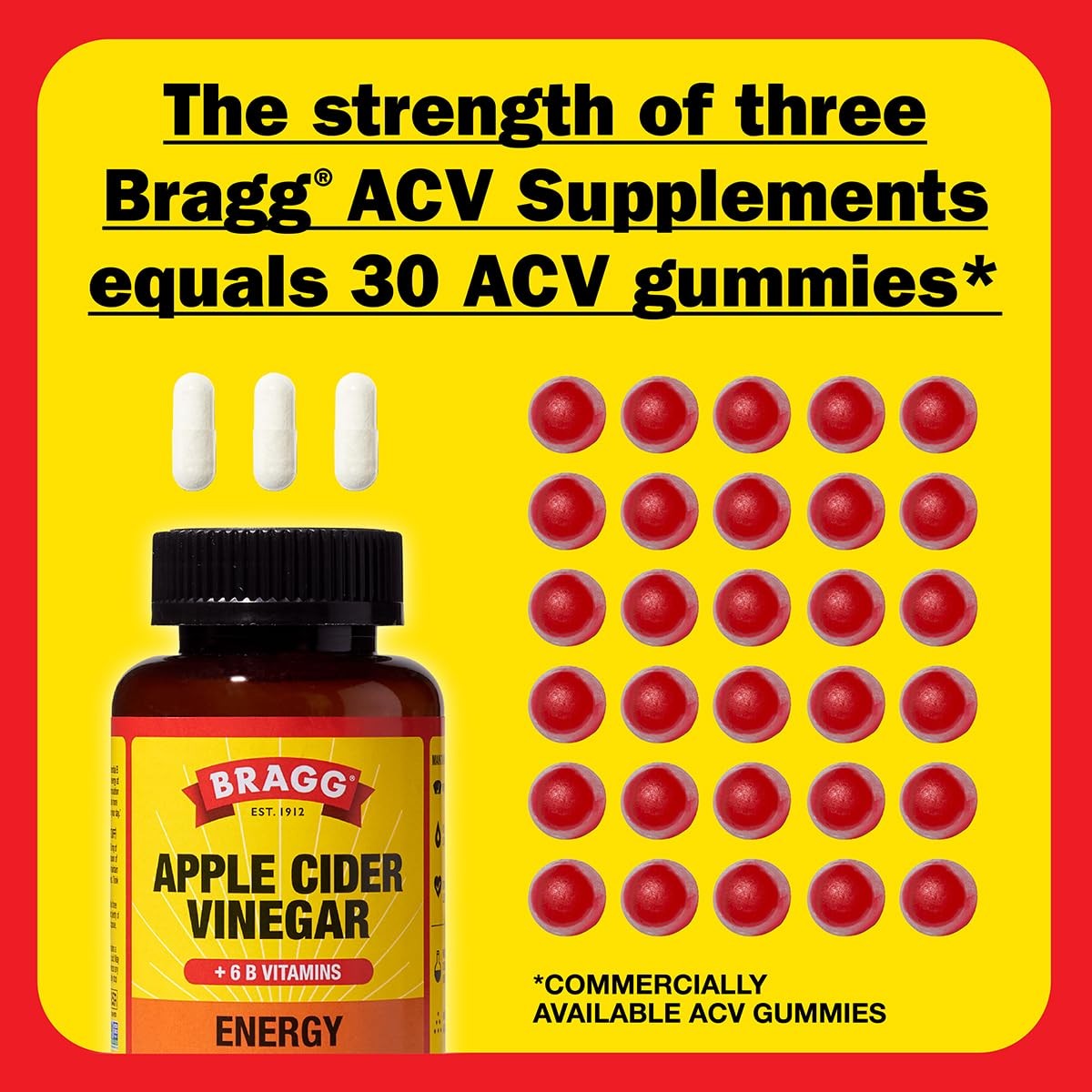 (Pack of 4) Bragg ACV Energy Apple Cider Vinegar Energy Capsules 90 Capsules