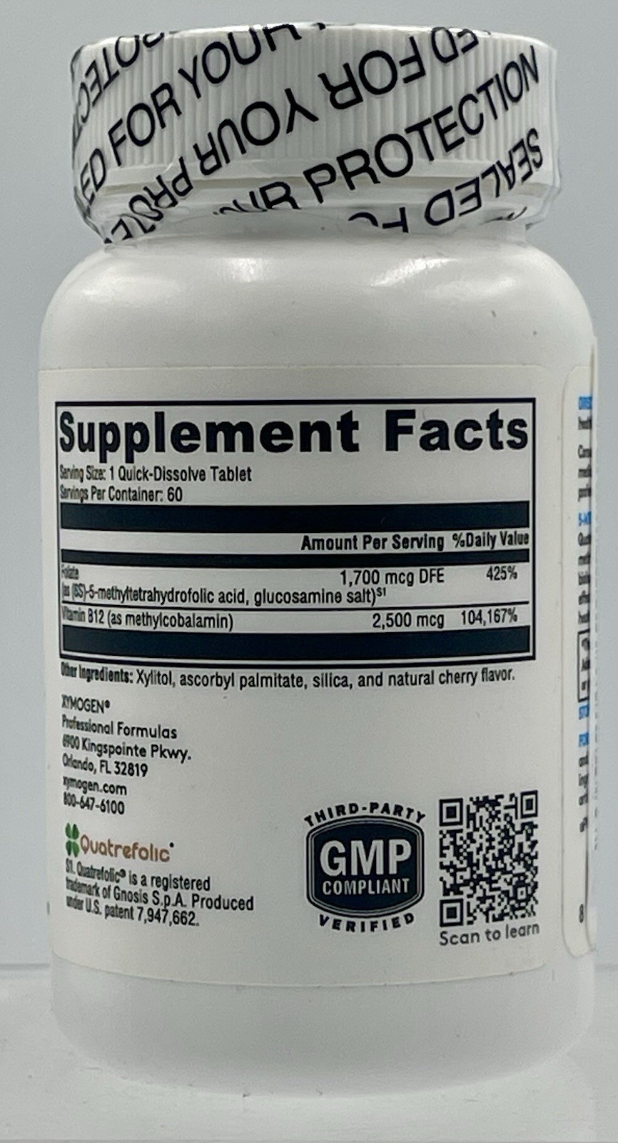 XYMOGEN 5-MTHF Plus B12 Methyl B12 Active Folate Supplement EXP12/2026