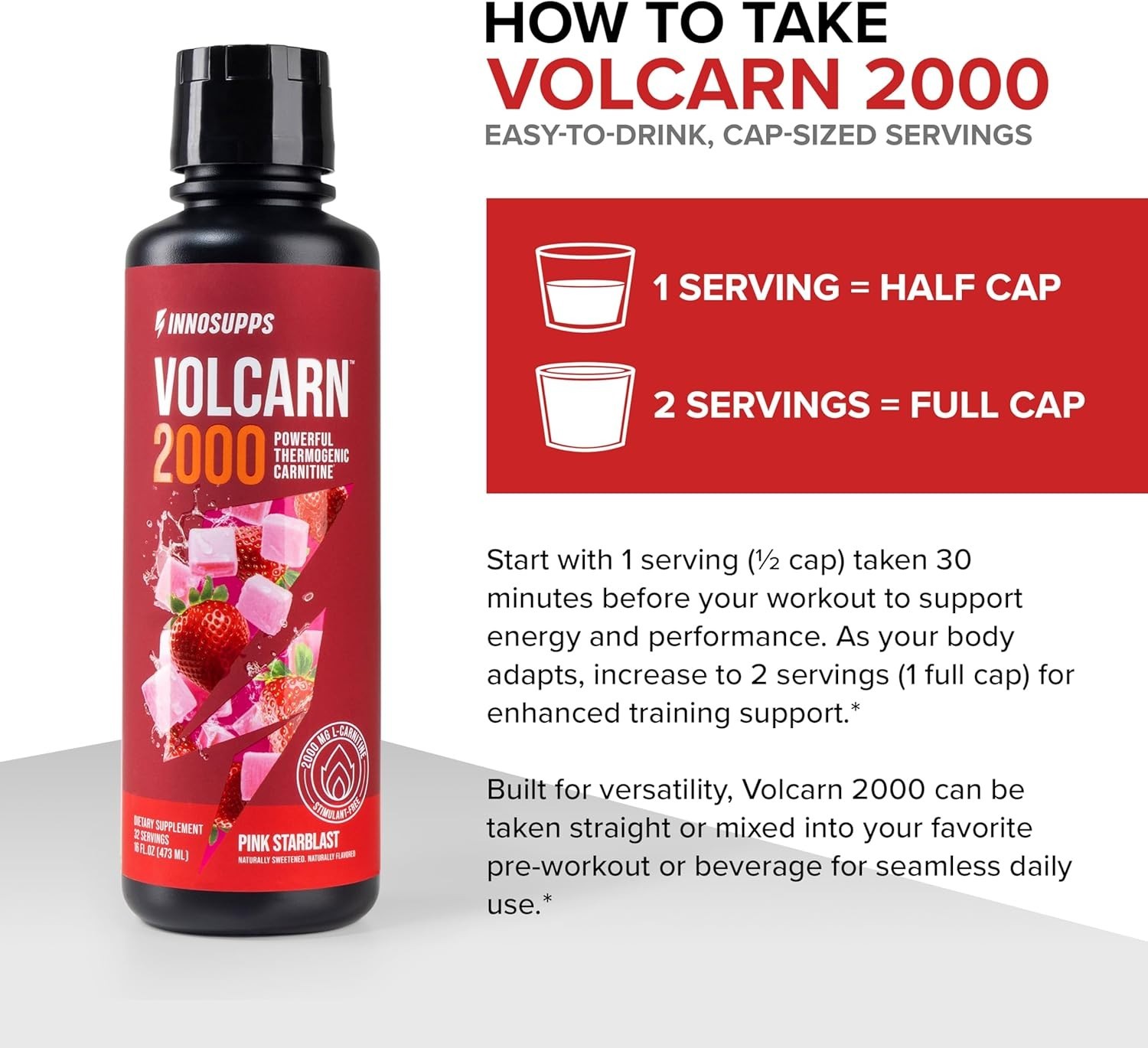 Caffeine-Free Advanced Energy Formula – Volcarn 2000 in Pink Starblast Flavor