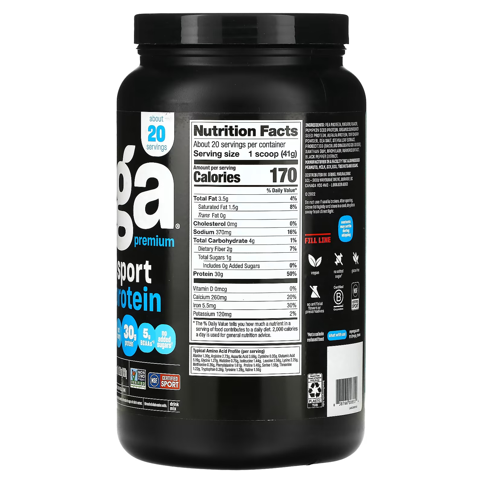 2 X Vega, Sport, Premium Protein, Vanilla, 29.2 oz (828 g)